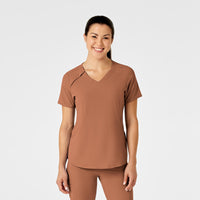 RENEW Women's Zip Accent Scrub Top - Clay