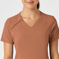 RENEW Women's Zip Accent Scrub Top - Clay