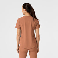 RENEW Women's Zip Accent Scrub Top - Clay