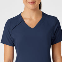 RENEW Women's Zip Accent Scrub Top - Navy