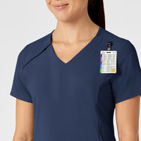 RENEW Women's Zip Accent Scrub Top - Navy