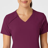 RENEW Women's Zip Accent Scrub Top - Wine