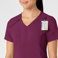 RENEW Women's Zip Accent Scrub Top - Wine