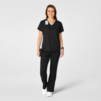 PRO Women's Four Pocket V-Neck Scrub Top - Black