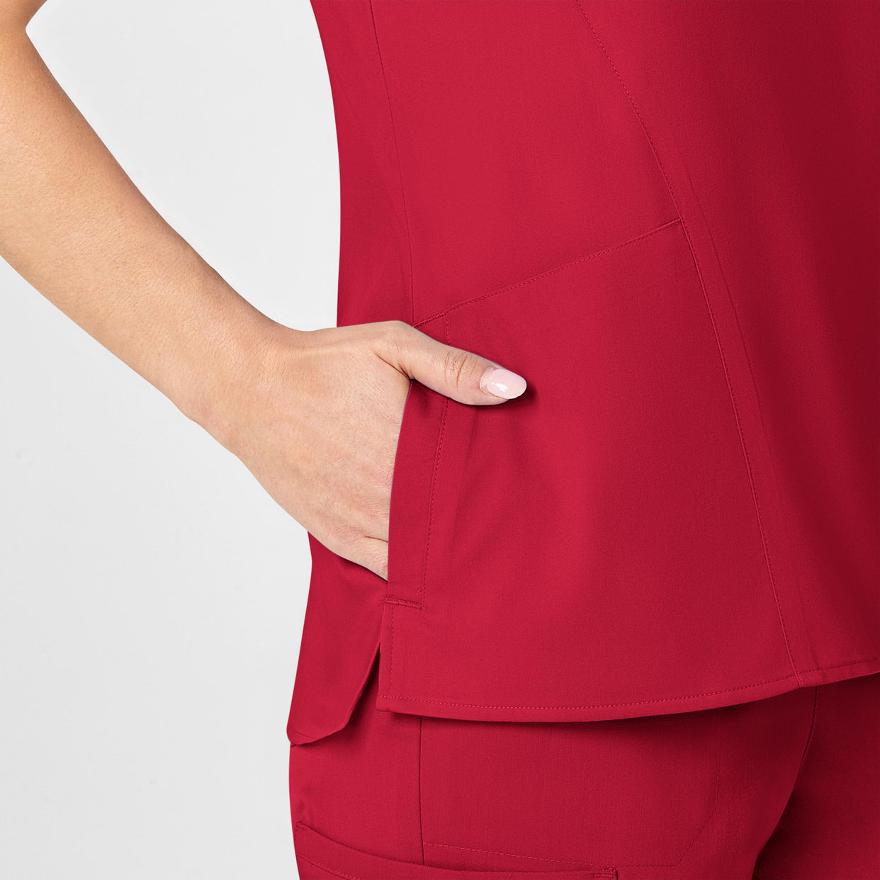PRO Women's Four Pocket V-Neck Scrub Top - Red