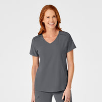 RENEW Women's Mock Wrap Scrub Top - Pewter