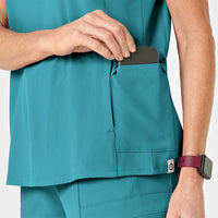 RENEW Women's Mock Wrap Scrub Top - Teal Blue