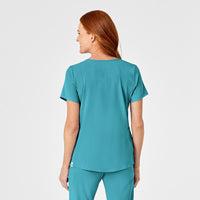 RENEW Women's Mock Wrap Scrub Top - Teal Blue