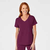 RENEW Women's Mock Wrap Scrub Top - Wine