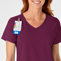 RENEW Women's Mock Wrap Scrub Top - Wine