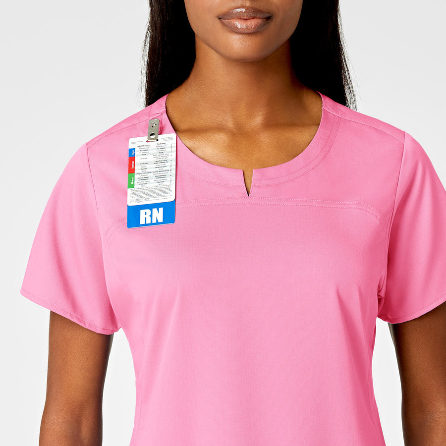 PRO Women's 4 Pocket Notch Neck Scrub Top - Pink Blossom
