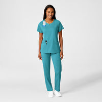 PRO Women's 4 Pocket Notch Neck Scrub Top - Teal Blue