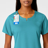 PRO Women's 4 Pocket Notch Neck Scrub Top - Teal Blue