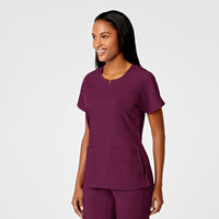 PRO Women's 4 Pocket Notch Neck Scrub Top - Wine