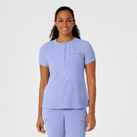 RENEW Women's Mandarin Collar Tuck-In Scrub Top - Ceil Blue