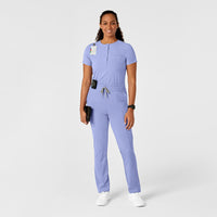 WonderWink RENEW Women's Mandarin Collar Tuck-In Scrub Top - Ceil Blue