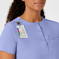 WonderWink RENEW Women's Mandarin Collar Tuck-In Scrub Top - Ceil Blue