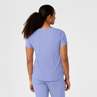 Wink RENEW Women's Mandarin Collar Tuck-In Scrub Top - Ceil Blue Back