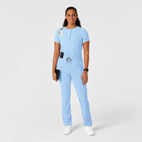 RENEW Women's Mandarin Collar Tuck-In Scrub Top - Powder Blue scrub set