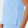 RENEW Women's Mandarin Collar Tuck-In Scrub Top - Powder Blue hem detail