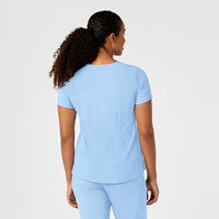 RENEW Women's Mandarin Collar Tuck-In Scrub Top - Powder Blue back detail