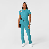 WonderWink RENEW Women's Mandarin Collar Tuck-In Scrub Top - Teal Blue