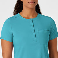 WonderWink RENEW Women's Mandarin Collar Tuck-In Scrub Top - Teal Blue