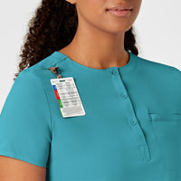 WonderWink RENEW Women's Mandarin Collar Tuck-In Scrub Top - Teal Blue