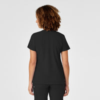 W123 Women's Mock Wrap Scrub Top - Black