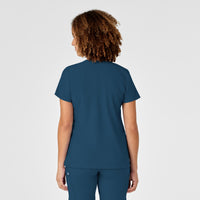 W123 Women's Mock Wrap Scrub Top - Caribbean