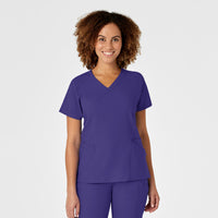 W123 Women's Mock Wrap Scrub Top - Grape