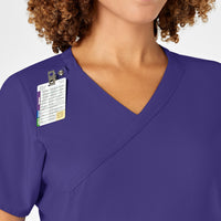 W123 Women's Mock Wrap Scrub Top - Grape