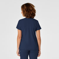 W123 Women's Mock Wrap Scrub Top - Navy