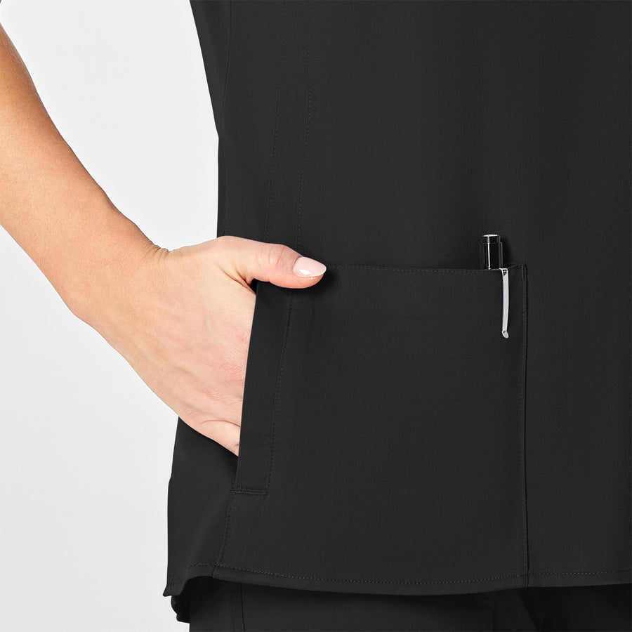 PRO Women's 4 Pocket Wrap Scrub Top - Black