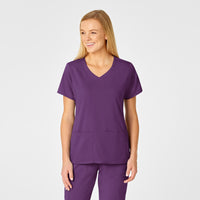 PRO Women's 4 Pocket Wrap Scrub Top - Eggplant