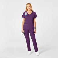 PRO Women's 4 Pocket Wrap Scrub Top - Eggplant