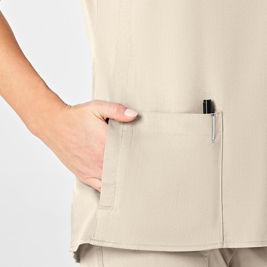 Pro Women's 4 Pocket Wrap Scrub Top - Khaki