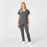 PRO Women's 4 Pocket Wrap Scrub Top - Pewter