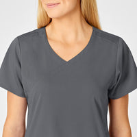 PRO Women's 4 Pocket Wrap Scrub Top - Pewter