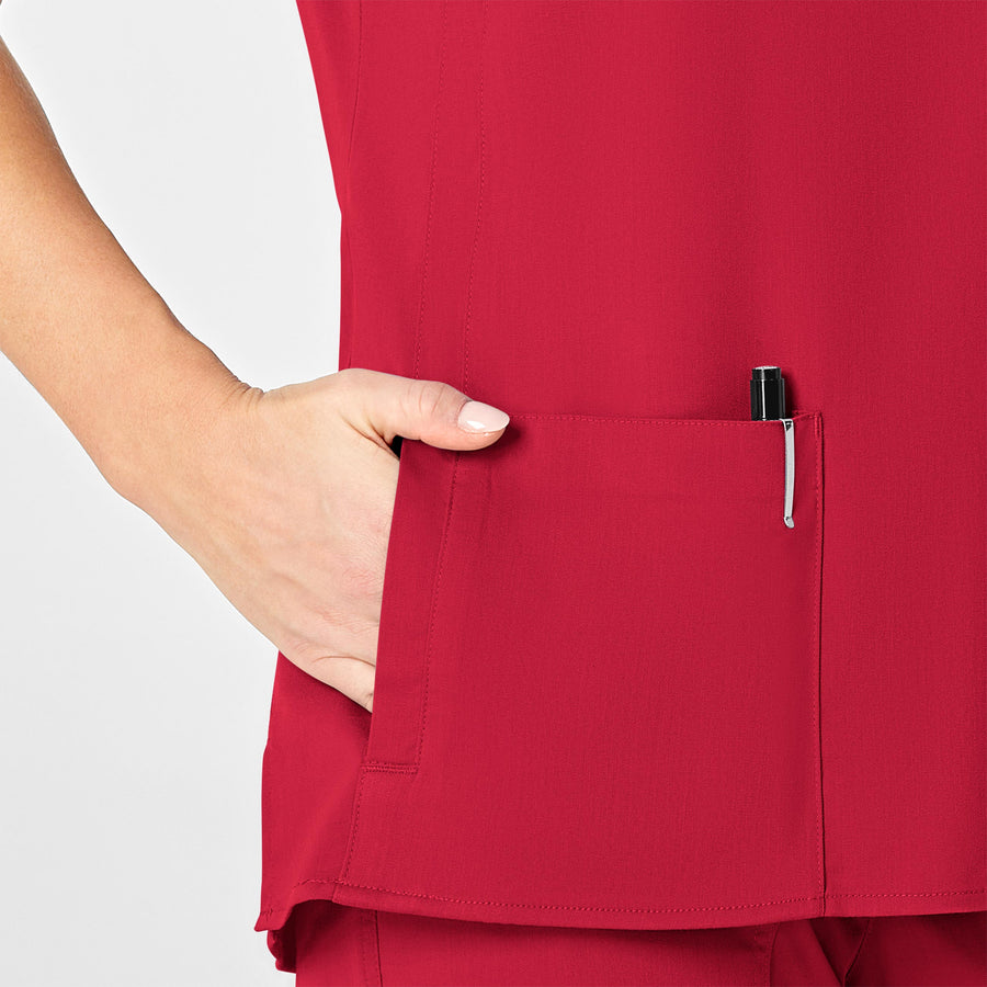 PRO Women's 4 Pocket Wrap Scrub Top - Red