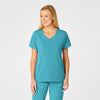 PRO Women's 4 Pocket Wrap Scrub Top - Teal Blue