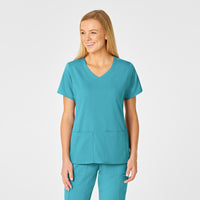 PRO Women's 4 Pocket Wrap Scrub Top - Teal Blue