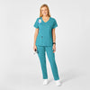 PRO Women's 4 Pocket Wrap Scrub Top - Teal Blue