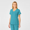 PRO Women's 4 Pocket Wrap Scrub Top - Teal Blue