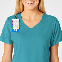 PRO Women's 4 Pocket Wrap Scrub Top - Teal Blue