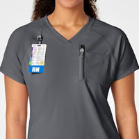 RENEW Women's Yoga V-Neck Scrub Top - Pewter