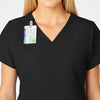 W123 Women's Flex Back Fashion V-Neck Scrub Top - Black