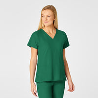 W123 Women's Flex Back Fashion V-Neck Scrub Top - Hunter