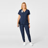 W123 Women's Flex Back Fashion V-Neck Scrub Top - Navy