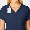 W123 Women's Flex Back Fashion V-Neck Scrub Top - Navy